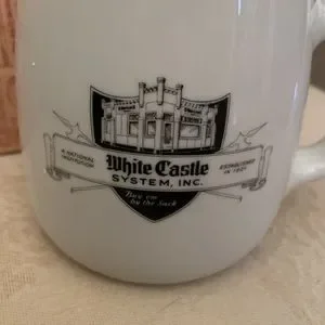 Vintage 1995 White Castle restaurant ware coffee mugs, cups, NIB